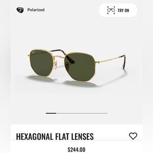 Ray-Ban Polarized Hexagonal Sunglasses in Gold and Green